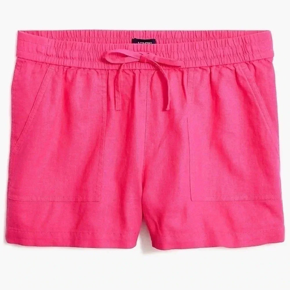 J Crew Linen Shorts Pink Drawstring NWT Pockets Women’s Size XXL Sweet Briar - Picture 4 of 12